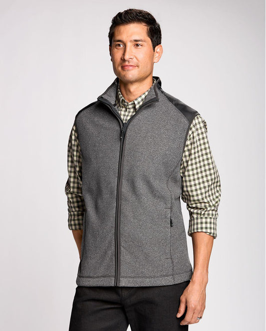 Cutter & Buck Cedar Park Full Zip Vest Charcoal Heather - Hajjar's Big & Tall Mens Clothing