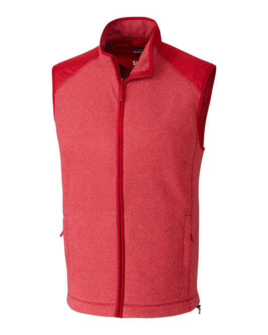 Cutter & Buck Cedar Park Full Zip Vest Cardinal Red Heather - Hajjar's Big & Tall Mens Clothing