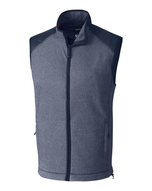 Cutter & Buck Cedar Park Full Zip Vest Liberty Navy Heather - Hajjar's Big & Tall Mens Clothing