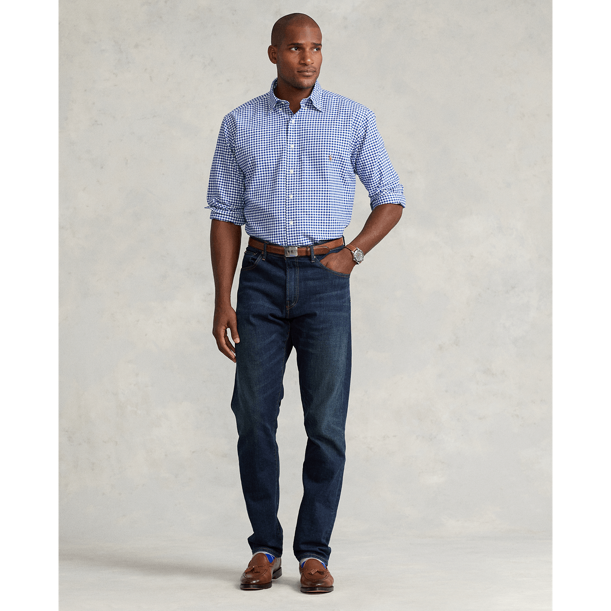 Polo Ralph Lauren Classic Fit Check Oxford Shirt Blue Gingham - Hajjar's Big & Tall Mens Clothing