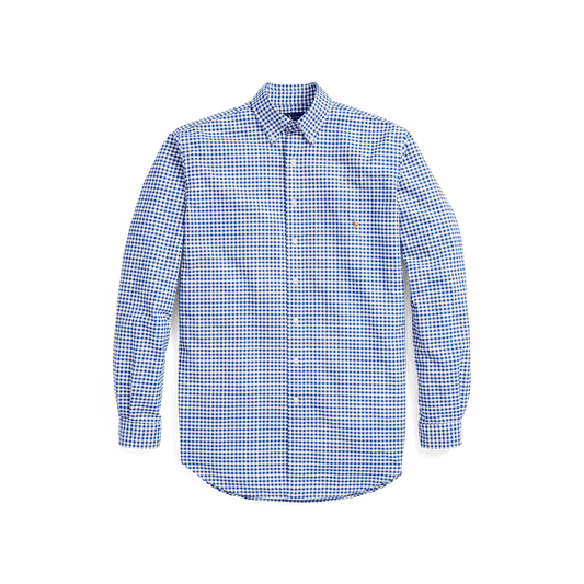 Polo Ralph Lauren Classic Fit Check Oxford Shirt Blue Gingham - Hajjar's Big & Tall Mens Clothing