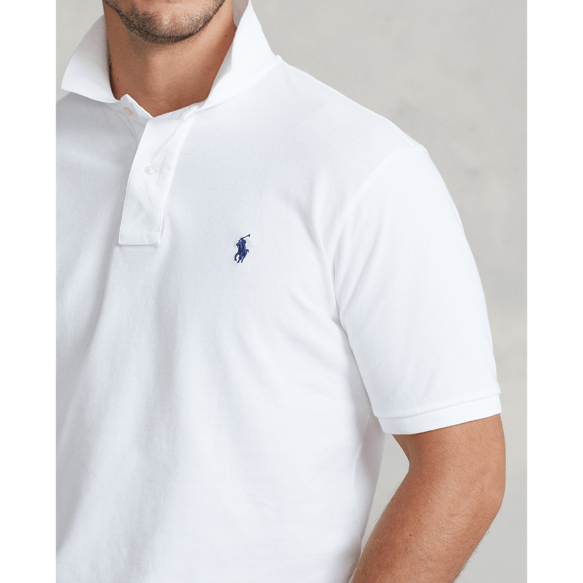 Polo Ralph Lauren Solid Mesh Polo Classic Fit White - Hajjar's Big & Tall Mens Clothing