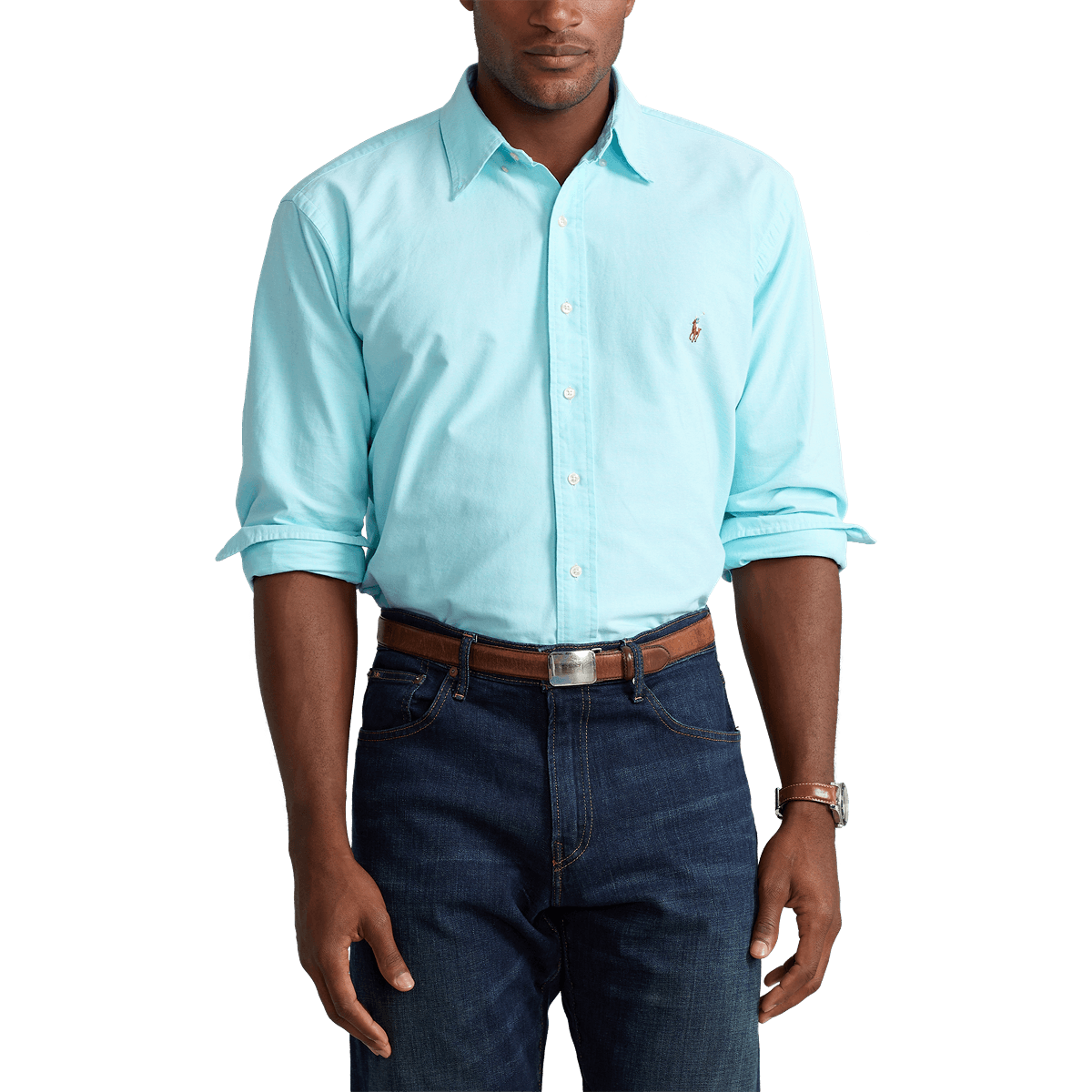 Polo Ralph Lauren Classic Fit Oxford Shirt Aegean Blue - Hajjar's Big & Tall Mens Clothing