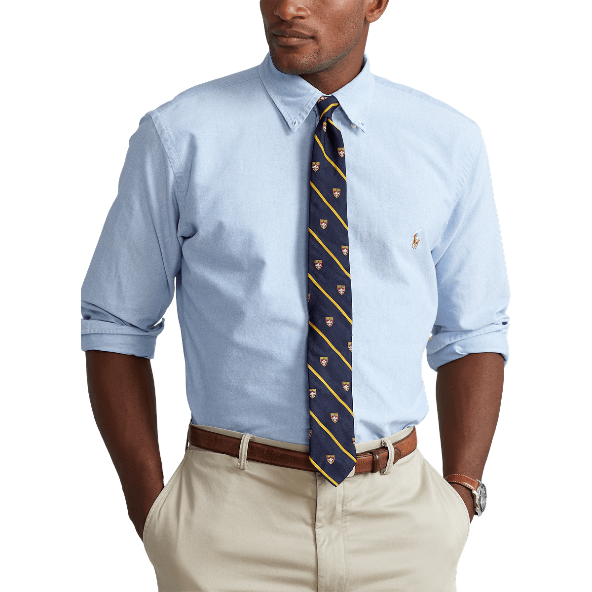 Polo Ralph Lauren Classic Fit Oxford Shirt Blue - Hajjar's Big & Tall Mens Clothing