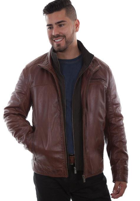 Scully Lambskin Leather Quilted Front - Hajjar's Big & Tall Mens Clothing