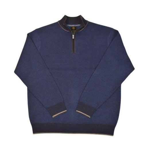 FX FUSION 1/4 Zip Birdseye Sweater Brown/Navy