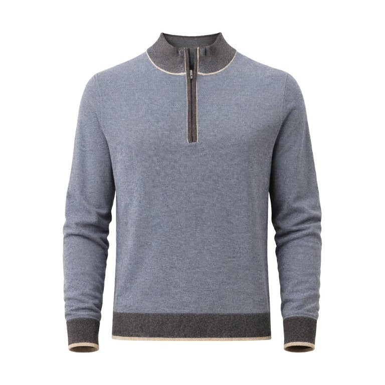 FX Fusion Birdseye 1/4 Zip Sweater in Slate Combo