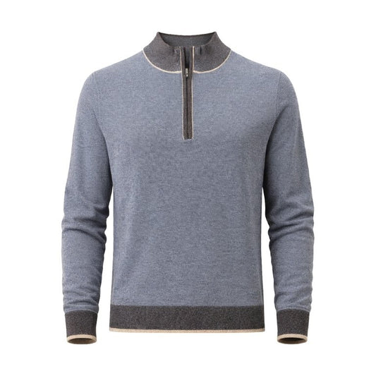 FX Fusion Birdseye 1/4 Zip Sweater in Slate Combo