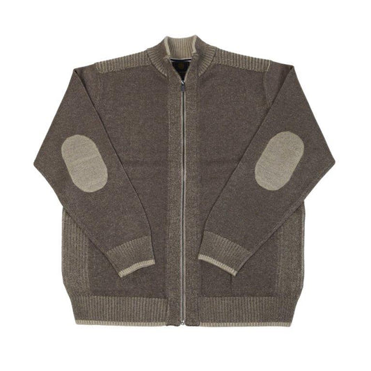 FX FUSION Full Zip Taupe Combo Sweater