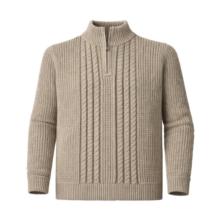 FX Fusion 1/4 Zip Cable Sweater in Oatmeal