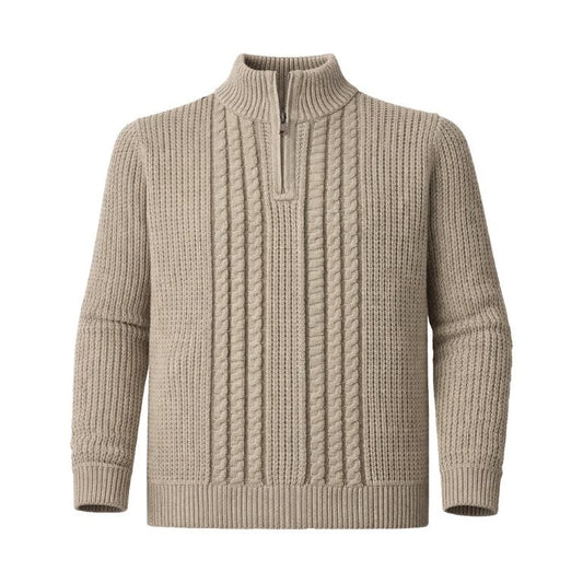 FX Fusion 1/4 Zip Cable Sweater in Oatmeal