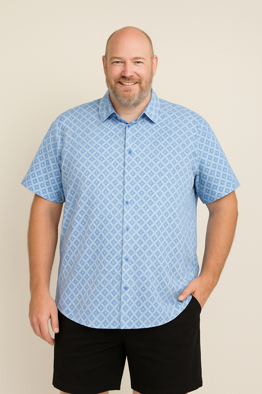 FX Fusion Short Sleeve Cotton Sport Shirt Mini Blue