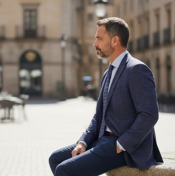 Mantoni Blue/Lavender Plaid Sports Coat