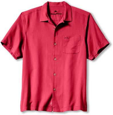 Tommy Bahama Coastal Breeze Check IslandZone Camp Shirt Paramour Red