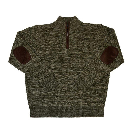 FX Fusion Basketweave 1/4 Zip Sweater Olive Green