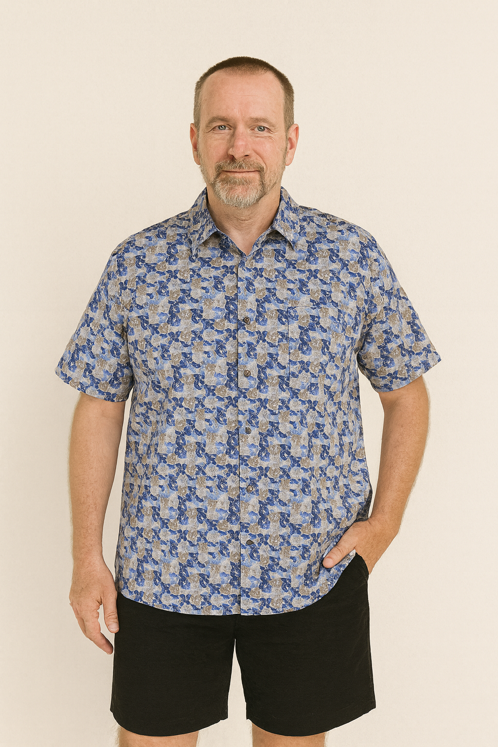 FX Fusion Short Sleeve Cotton Sport Shirt Wind Blue