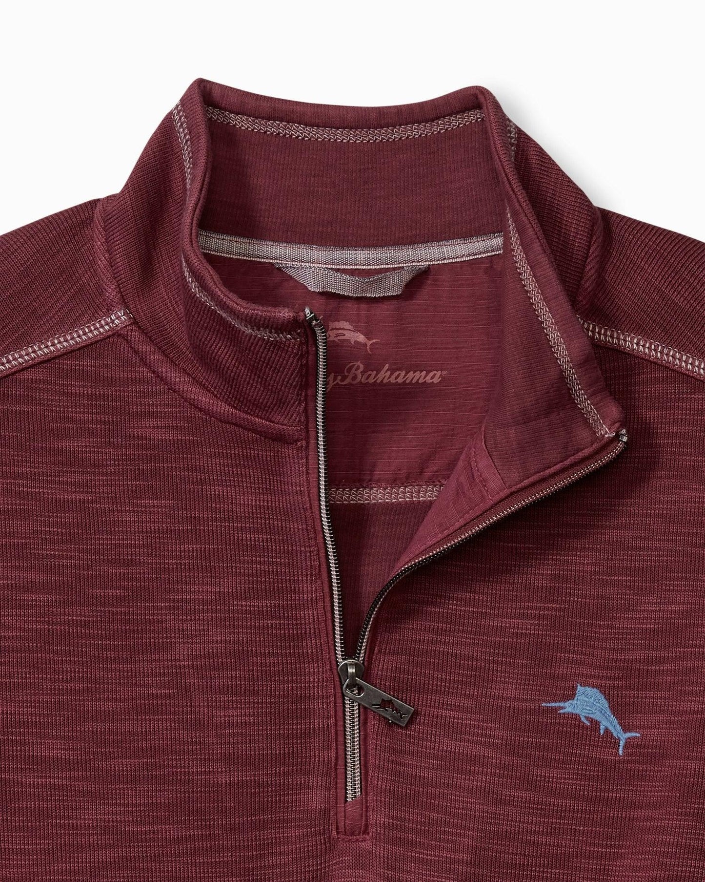 Tommy Bahama Tobago Bay Half Zip Aged Claret - Hajjar's Big & Tall Mens Clothing