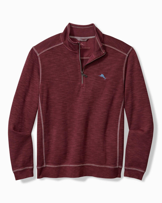 Tommy Bahama Tobago Bay Half Zip Aged Claret - Hajjar's Big & Tall Mens Clothing