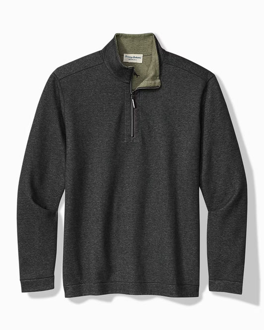Tommy Bahama Flipview Reversible Half-Zip Sweatshirt Charcoal Heather