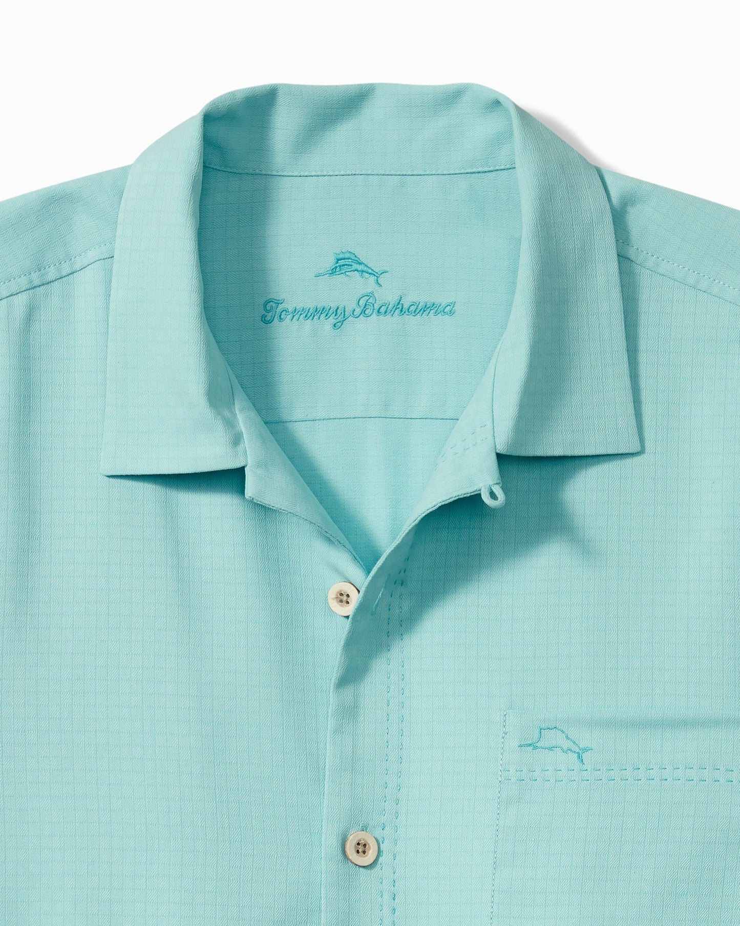 Tommy Bahama Coastal Breeze Check IslandZone Camp Shirt Hummingbird Blue