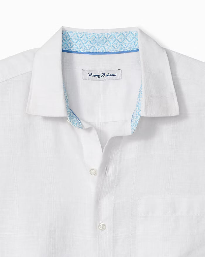 Tommy Bahama Paradisio Plaid Linen Long-Sleeve Shirt in White