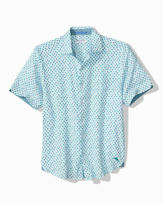 Tommy Bahama Nova Wave Flock It to You Cotton-Blend Shirt in Scandia Blue