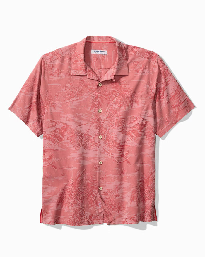 Tommy Bahama Coastal Ease Palms IslandZone® Camp Shirt in Red Sunset