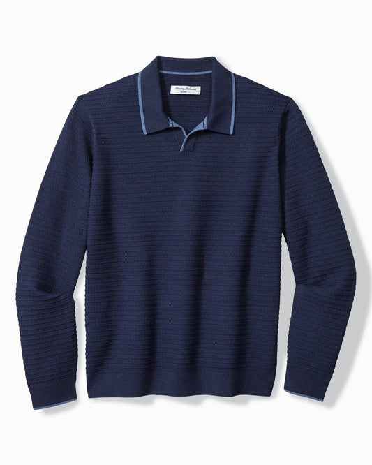 Tommy Bahama Coolside Harbor IslandZone Sweater Polo Navy - Hajjar's Big & Tall Mens Clothing