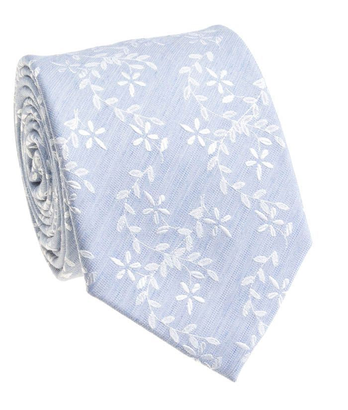 Bocara Silk XL Necktie Light Blue Floral