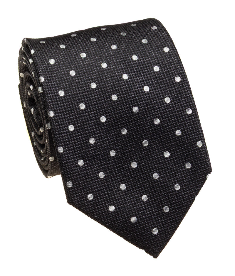 Bocara Silk XL Necktie Black Dot