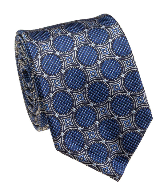 Bocara Silk XL Necktie Blue-Grey Print