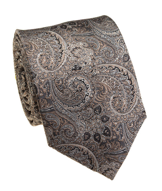Bocara Silk XL Necktie Brown Paisely