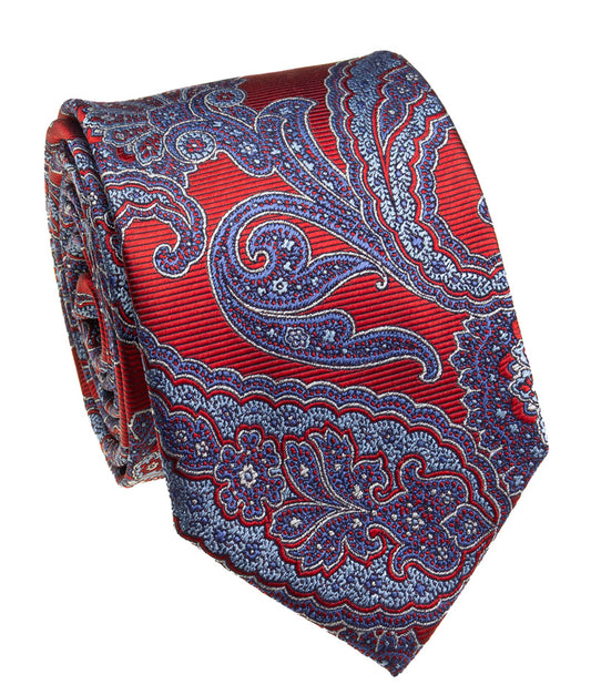 Bocara Silk XL Necktie Red Paisely