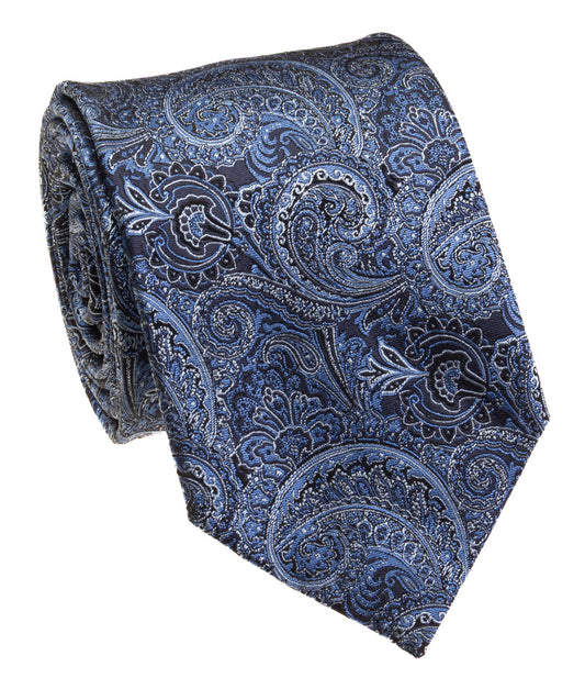 Bocara Silk XL Necktie Blue Paisely