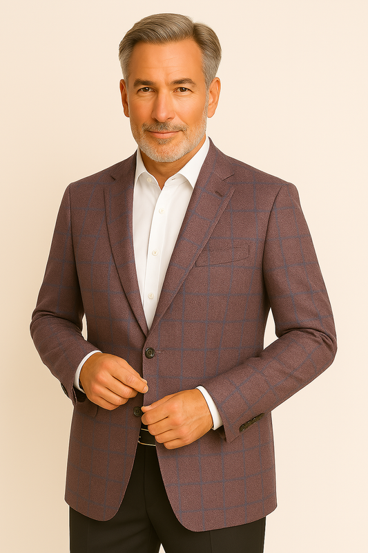 LUCCA REDA 1865 Rose Blue Plaid Sport Coat
