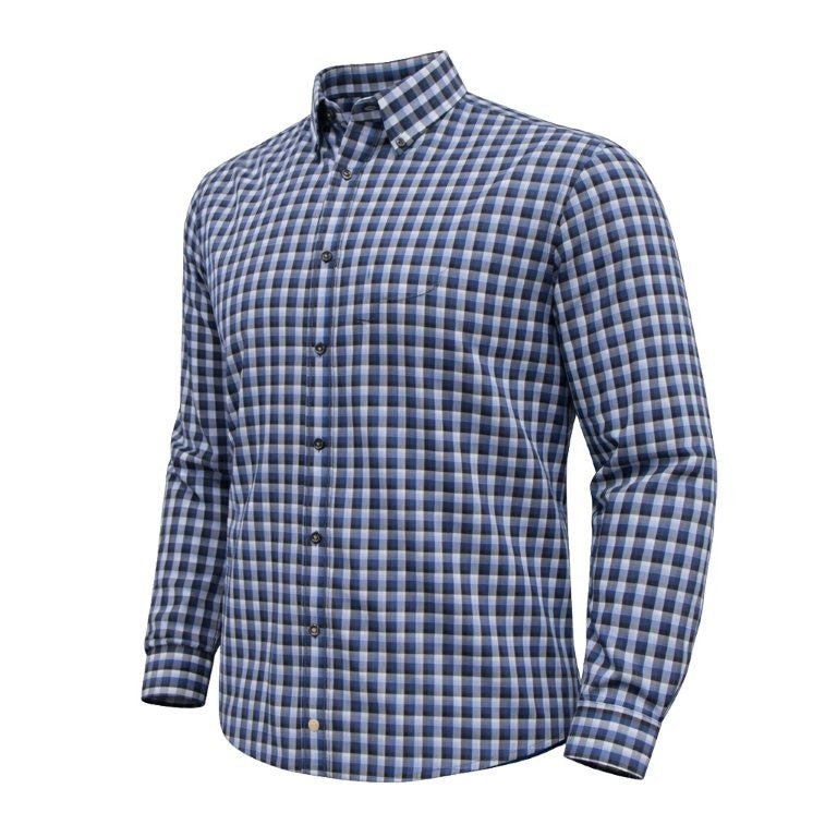 FX Fusion Long Sleeve Dress Shirt in Mini Check Blue