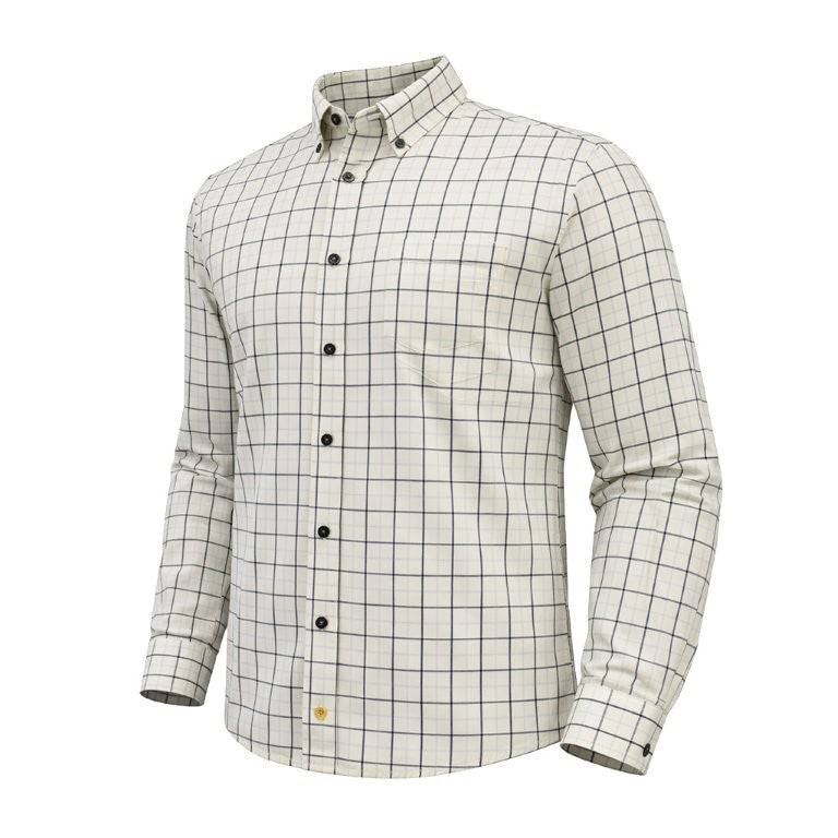 FX Fusion Long Sleeve Dress Shirt in Ecru/Blue