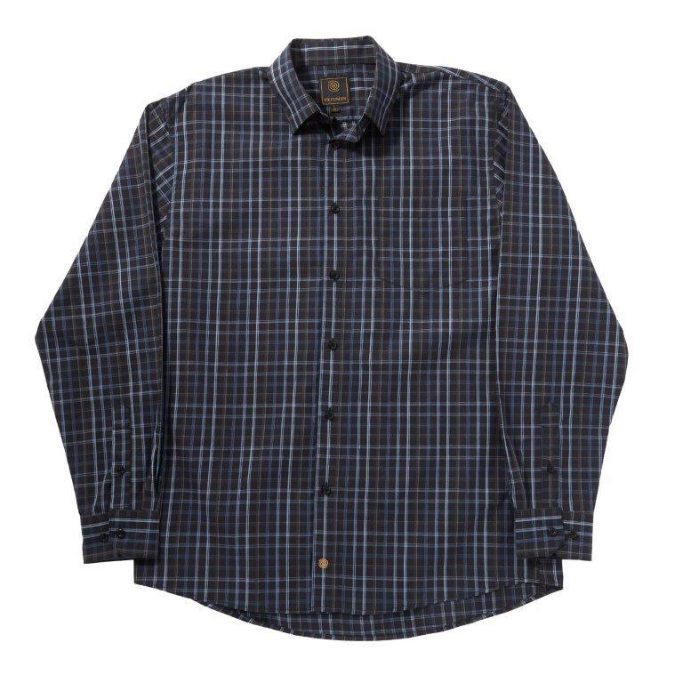 FX Fusion Easy Care Cotton Poly Woven Shirt Blue Check - Hajjar's Big & Tall Mens Clothing