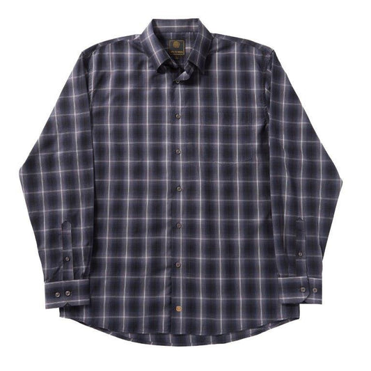 FX Fusion Easy Care Cotton Poly Woven Shirt Navy Grey Plaid - Hajjar's Big & Tall Mens Clothing