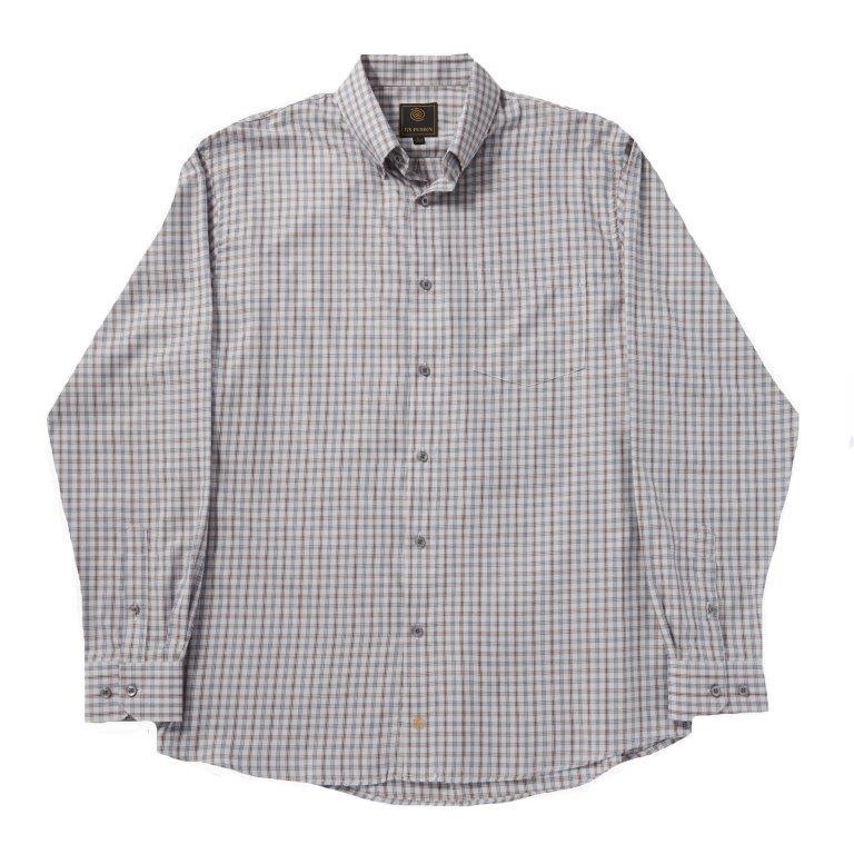 FX Fusion Easy Care Cotton Poly Woven Shirt Grey Acorn Check - Hajjar's Big & Tall Mens Clothing