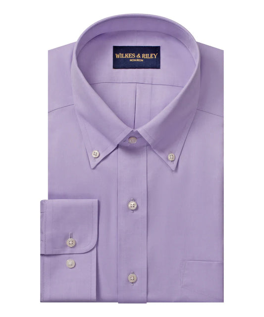 Wilkes and Riley Lavender Button-Down Collar Non-Iron Pinpoint Oxford