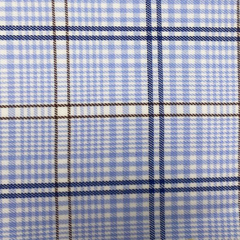 FX Fusion Easy Care 100% Cotton Shirt Blue Tan Plaid - Hajjar's Big & Tall Mens Clothing