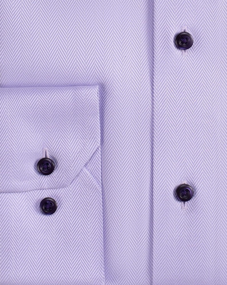 Wilkes and Riley Classic Fit Spread Collar Non-Iron Dress Shirt Lavender Herringbone