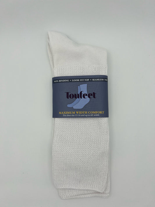 Toufeet Comfort Non-Bind Stretch Athletic Socks White