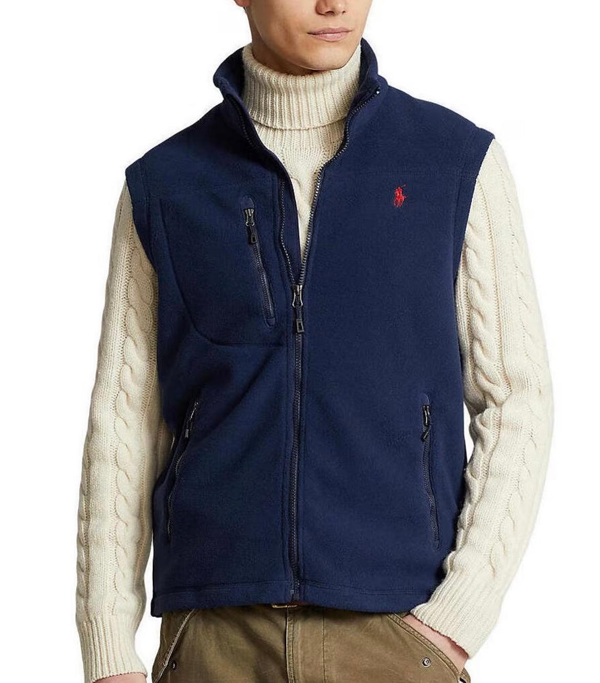 Polo Ralph Lauren Fleece Full-Zip Vest Navy - Hajjar's Big & Tall Mens Clothing