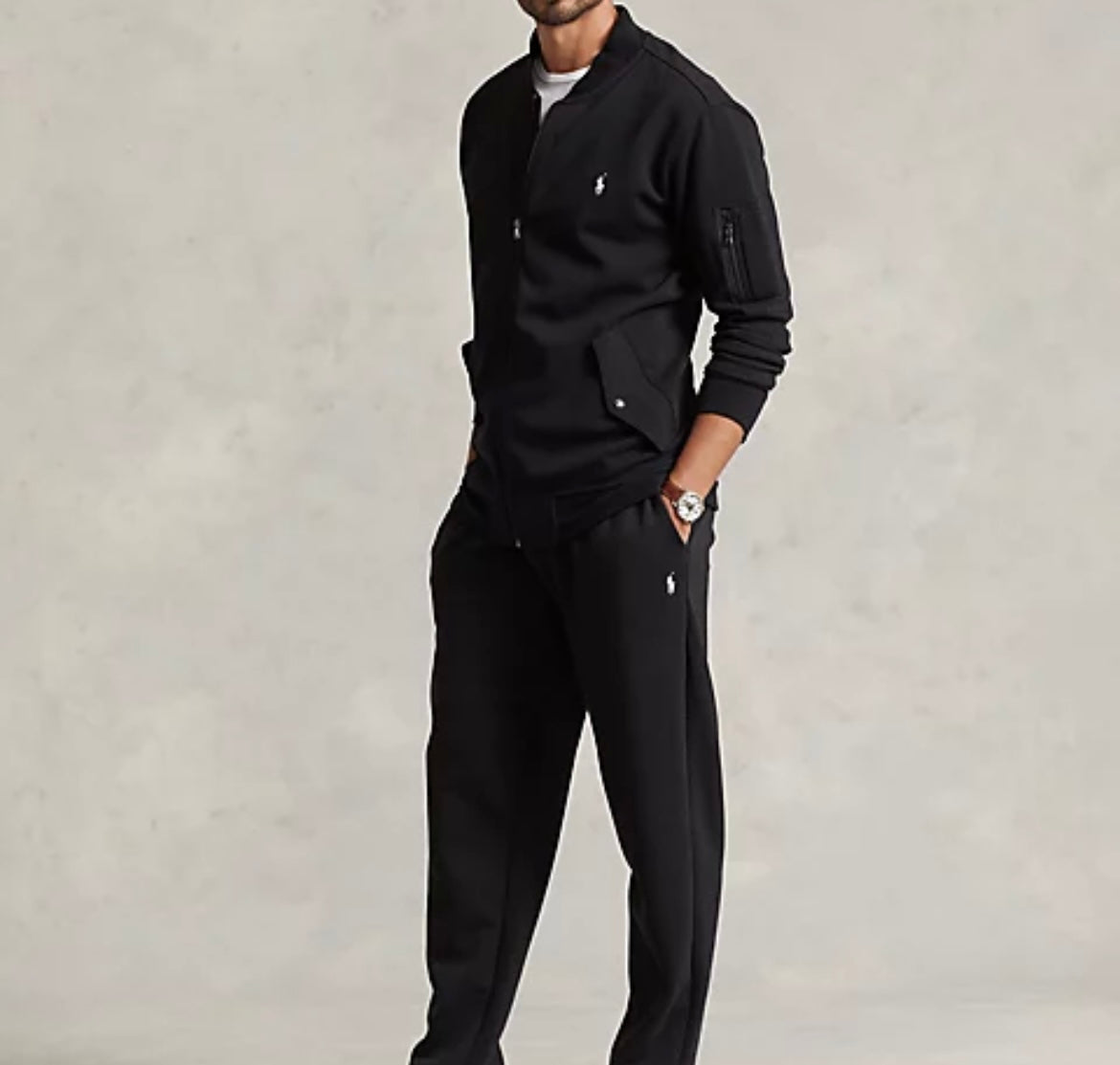 Polo Ralph Lauren Double-Knit Bomber Jacket Black