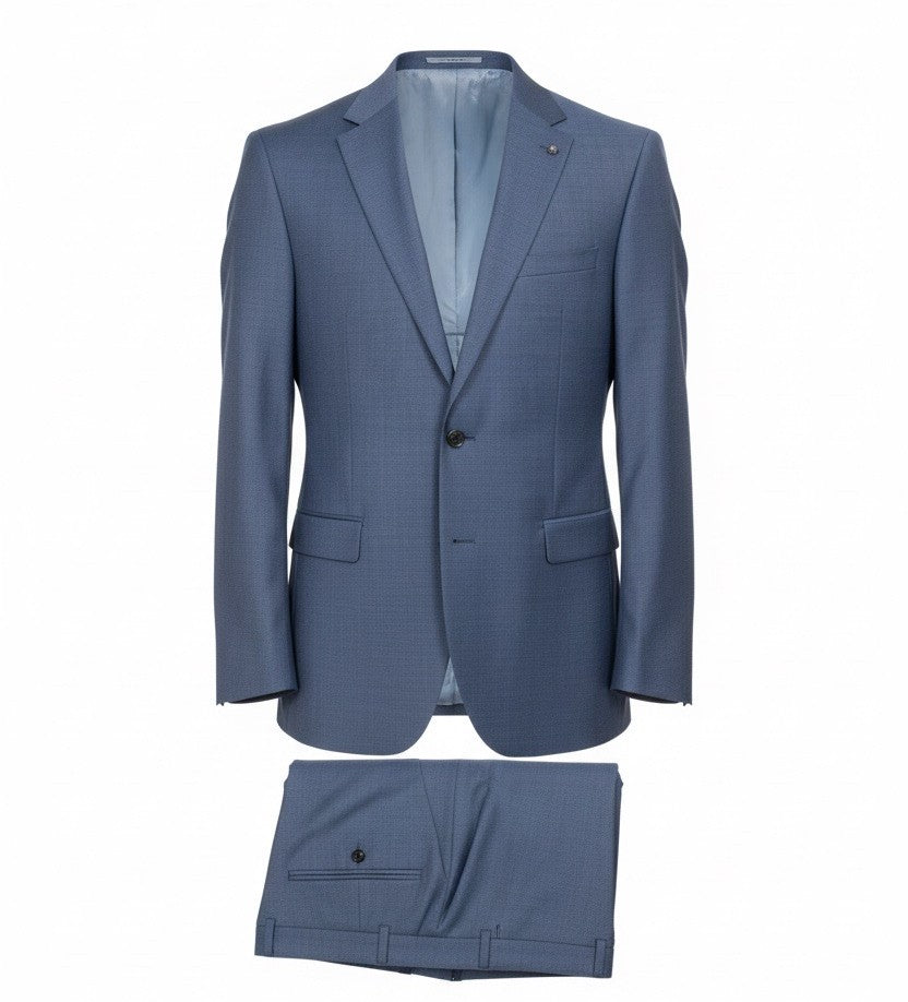 Jack Victor Wool Solid Blue Sharkskin Suit