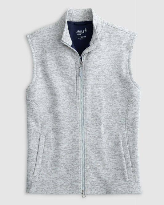 Johnnie-O Denali Double-Zip Fleece Vest Light Grey