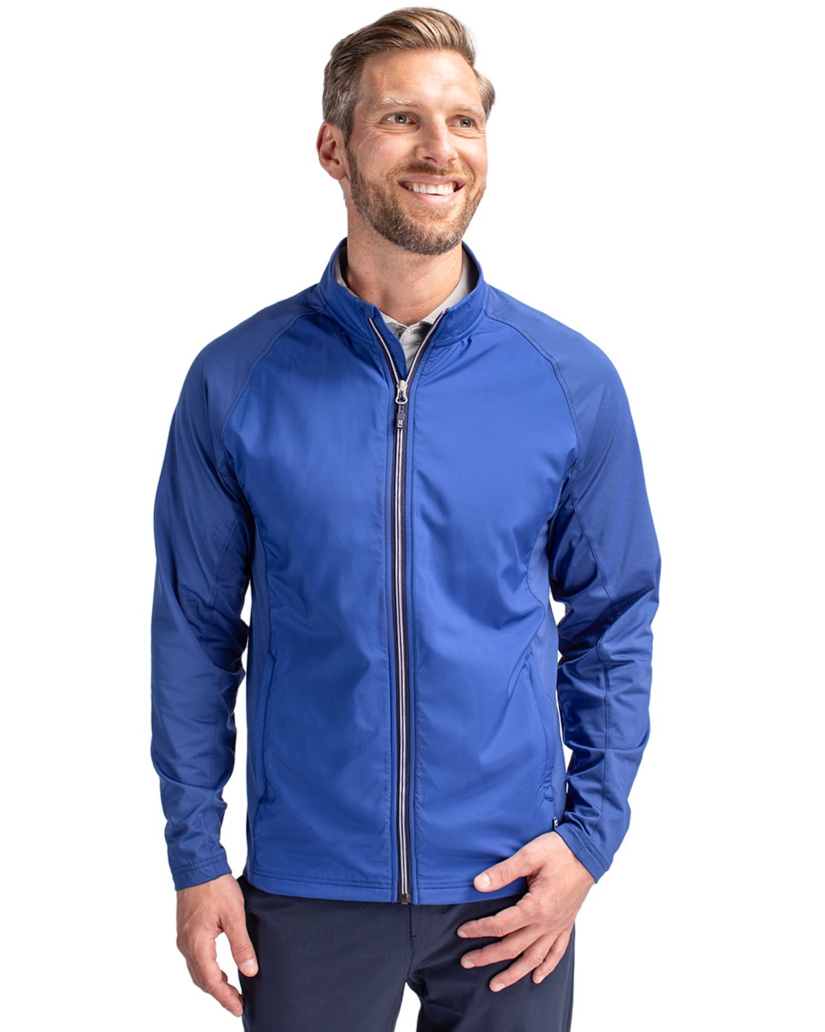 Cutter & Buck Adapt Eco Knit Full Zip Jacket Tour Blue