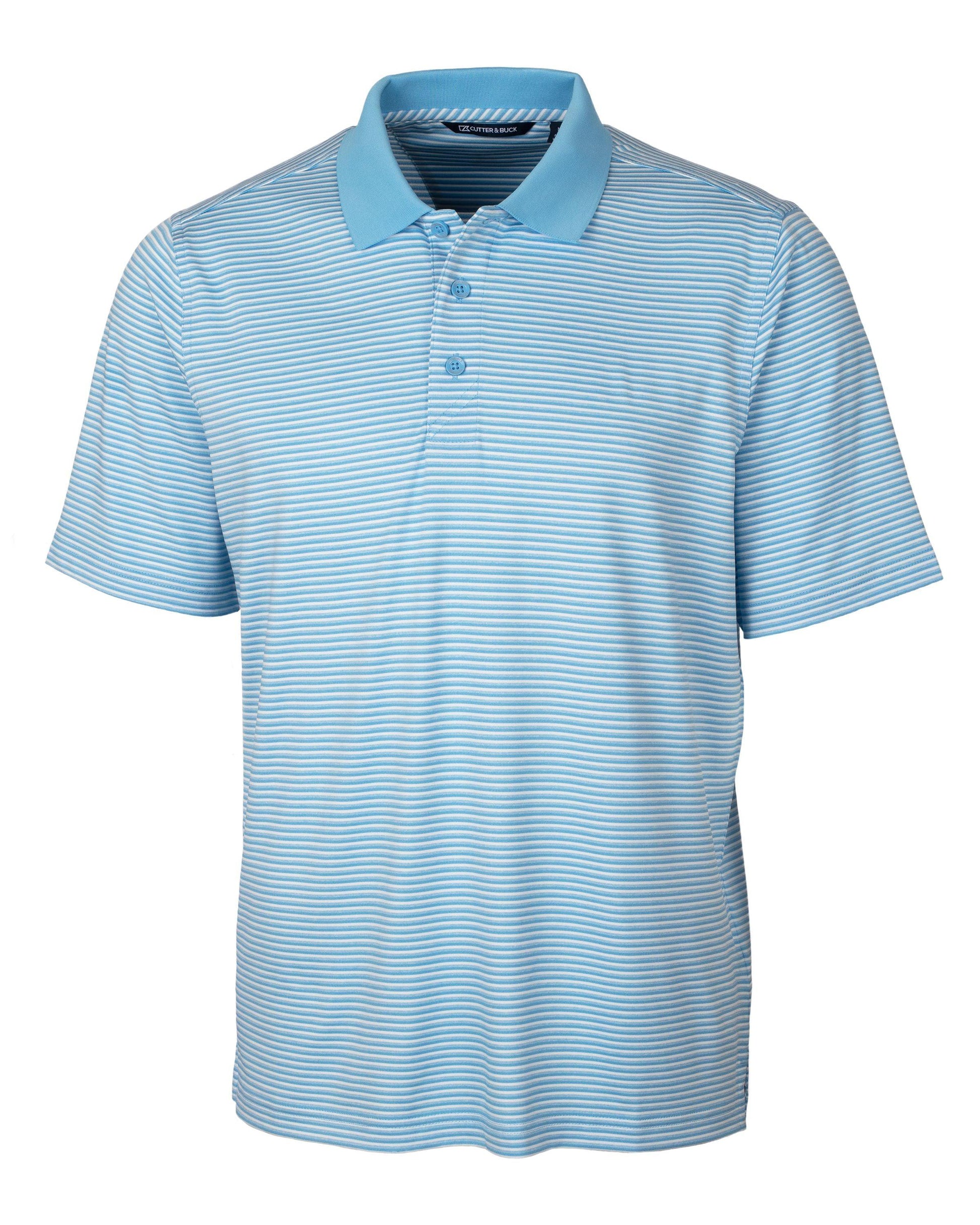 Cutter & Buck Forge Polo Tonal Stripe Atlas Blue - Hajjar's Big & Tall Mens Clothing